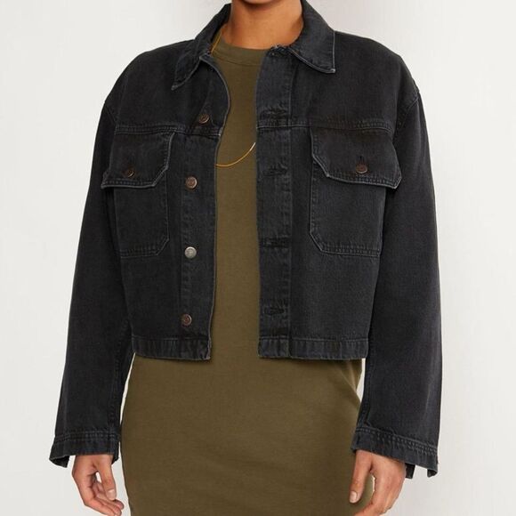 ETICA - RIVE WORKWEAR denim JACKET IN OBSIDIAN-BLACK size xs NWT - Picture 2 of 6